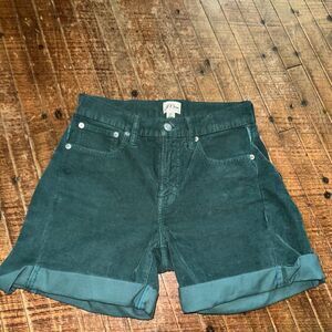 J Crew green corduroy embroidered mushrooms 25 shorts